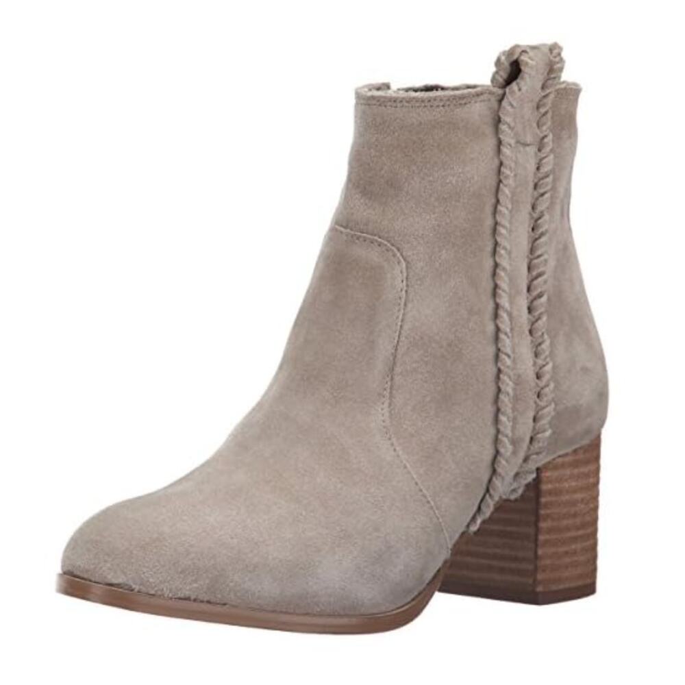 Coconuts by Matisse Taupe Beige Suede‎ Prima Ankle Booties Size 7.5 Block Heel